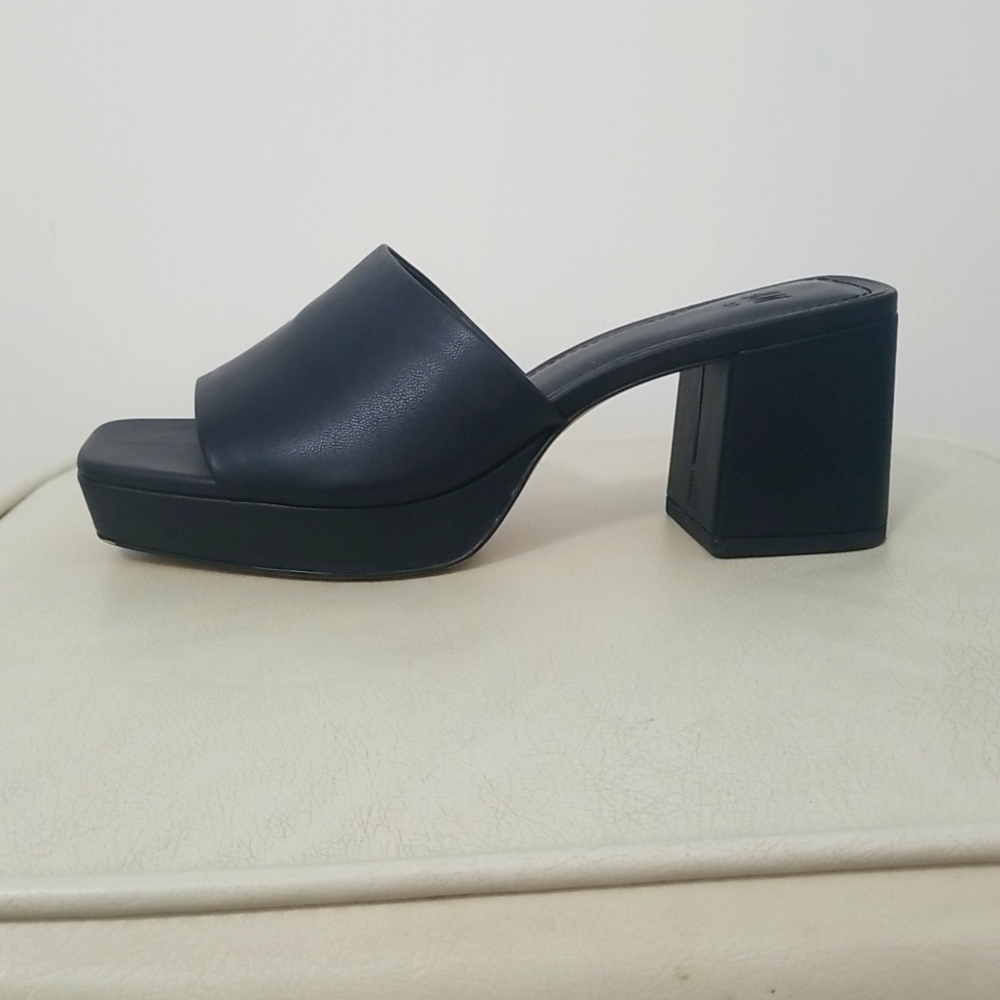 Black chunky sandals with heels